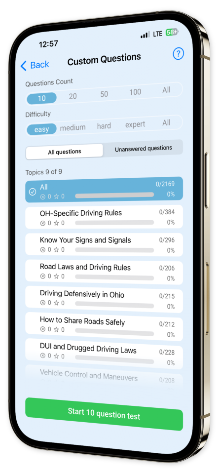 Ohio DMV Practice Test app screenshot first